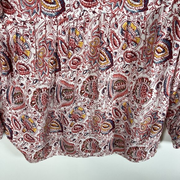 Lucky Brand Boho Peasant Top Size S Paisley Tassel Hippie Beach Vacation Boho - Picture 10 of 10